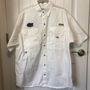 Columbia PFG Florida Gators Short Sleeve White Button Up Size Medium